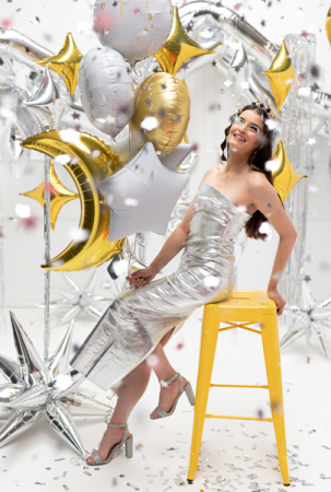 Balon folie stea 4 colturi, auriu, 45 cm [2]