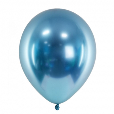 Balon latex 12 inch albastru chrome