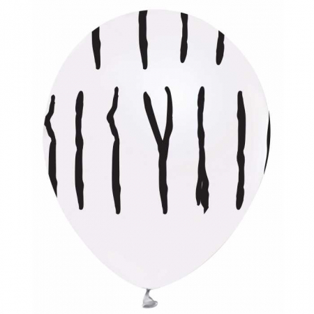 Baloane latex imprimate - Balon latex 30 cm Alb cu animal print zebra