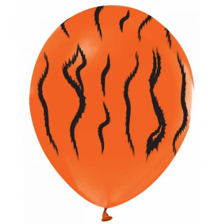 Baloane latex imprimate - Balon latex 30 cm Portocaliu cu animal print tigru