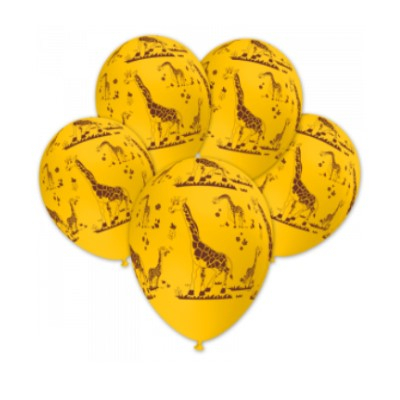 Balon latex imprimat Girafa, 12 inch, galben inchis [1]