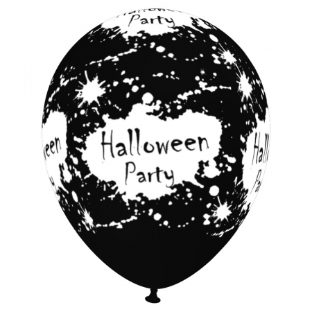 Halloween - Balon latex imprimat "Halloween party", 12 inch, negru