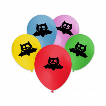 Halloween - Balon latex imprimat Liliac, 12 inch, multicolor