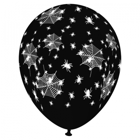 Halloween - Balon latex imprimat Paianjen si panze, 12 inch, negru
