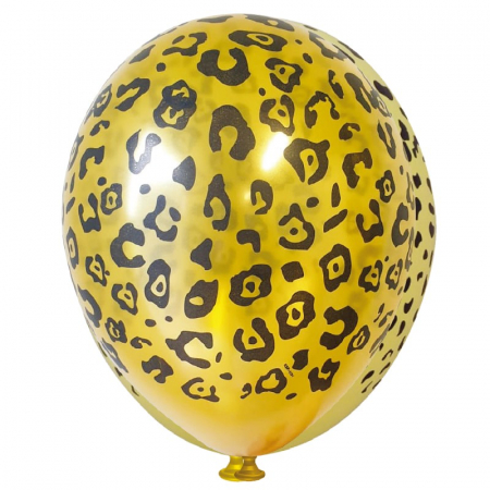 Baloane latex imprimate - Balon latex imprimat pete Leopard, 12 inch, galben inchis
