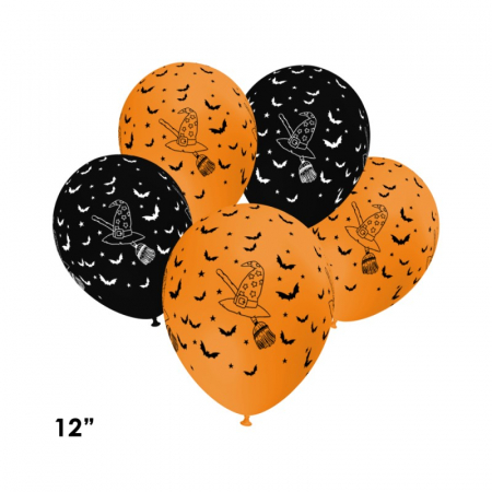 Balon latex imprimat "Witch's Hat", 12 inch, portocaliu [1]