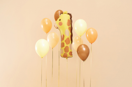 Balon, PartyDeco, Cifra 1, Model girafa, 92cm, Galben [1]