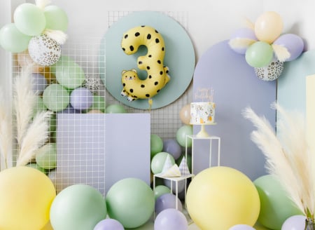 Balon, PartyDeco, Folie, Cifra 3, 98 cm, Galben/Negru [3]