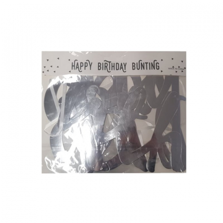 Banner carton Happy Birthday, argintiu, 1,5m [1]