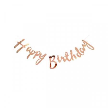 Banner carton Happy Birthday, rosegold, 1,5m [0]