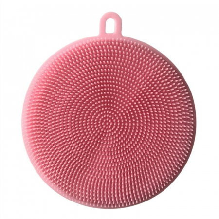 Produse curatenie - Burete de silicon, rotund, roz