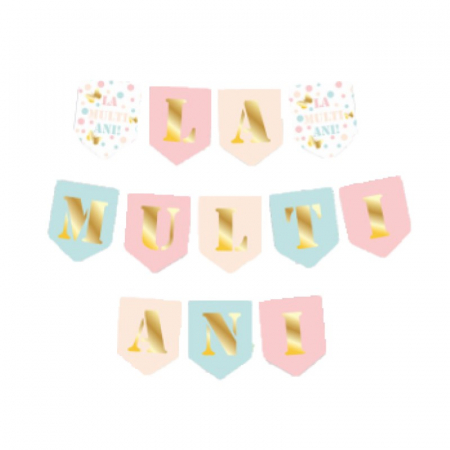 Decoratiune La multi ani, fluturi, 20 cm