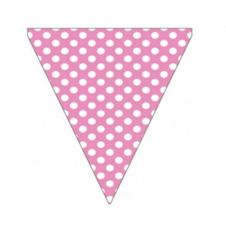 Accesorii pentru petrecere - Decoratiune petrecere, stegulete cu buline, roz, 4 m