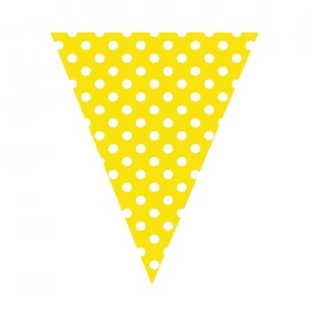 Accesorii petreceri - Decoratiune petrecere, stegulete cu buline, galben, 4 m