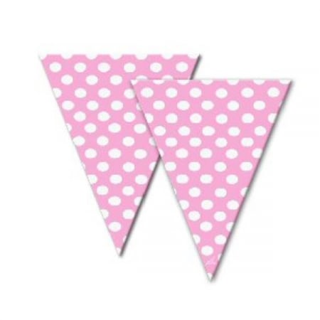 Accesorii pentru petrecere - Decoratiune petrecere, stegulete cu buline, roz, 4 m