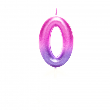 Accesorii petreceri - Lumanare tort cifra 0, roz-mov, 6 cm
