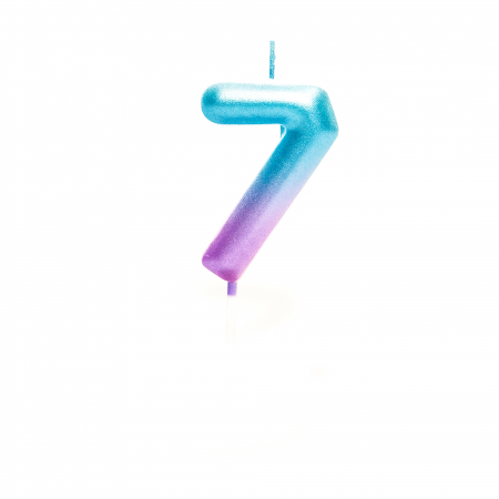 Accesorii petreceri - Lumanare tort cifra 7, bleu-mov, 6 cm