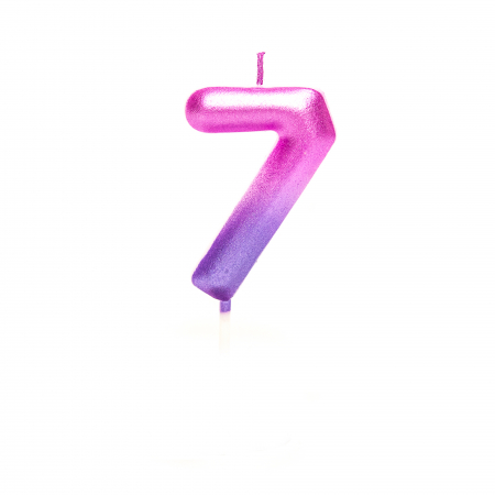 Accesorii petreceri - Lumanare tort cifra 7, roz-mov, 6 cm