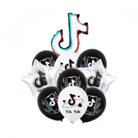 Kituri baloane - Set 10 baloane Tik Tok, alb, negru