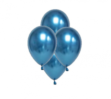 Baloane - Set 4 baloane cromate, albastru, 30 cm