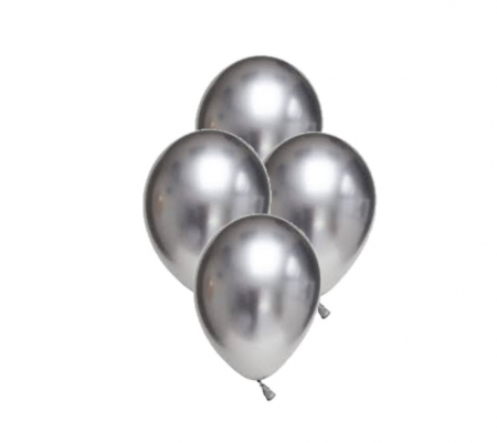 Baloane - Set 4 baloane cromate, argintiu, 30 cm