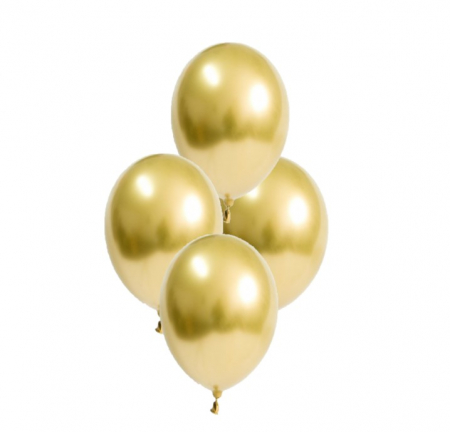 Baloane - Set 4 baloane cromate, auriu, 30 cm