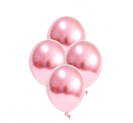 Baloane - Set 4 baloane cromate, roz, 30 cm