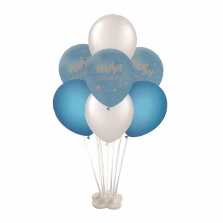 Spatiu - Set 7 baloane albastre cu suport, decoratiunie masa