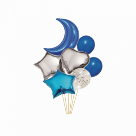 Kituri baloane - Set 7 baloane , latex & metalizate , albastru