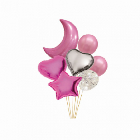 Kituri baloane - Set 7 baloane , latex & metalizate , roz