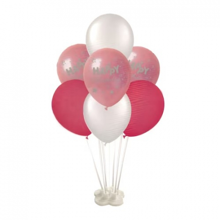 Summer party - Set 7 baloane roz cu suport, decoratiunie masa