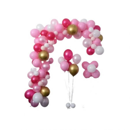 Kituri baloane - Set aranjament baloane culoare roz/rosu/auriu/alb, 79 bucati