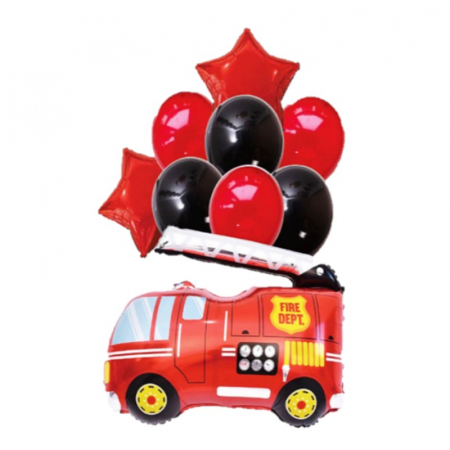 Kituri baloane - Set aranjament baloane folie latex Pompieri 9 piese