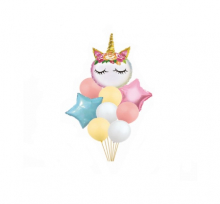 Kituri baloane - Set baloane folie Unicorn, 9 bucati