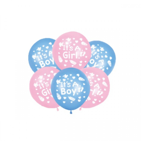 Gender reveal - Set baloane latex Boy Girl, 30 cm, 6 buc
