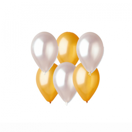 Set baloane latex sidefate auriu ivoire, set 6 bucati
