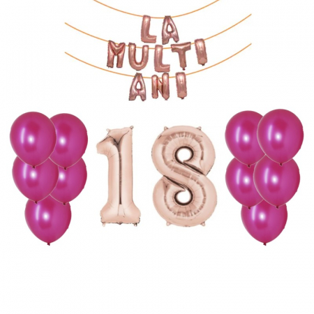 Baloane - Set baloane majorat, rose gold, bordeaux, 22 buc