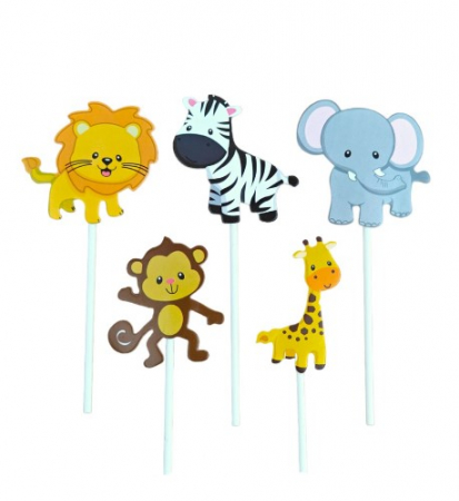 Produse - Set decoratiuni pentru briose, animale salbatice, 12 cm, 5 buc