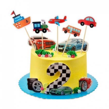 Set decoratiuni pentru briose, mijloace de transport, 10 cm, 5 buc [2]