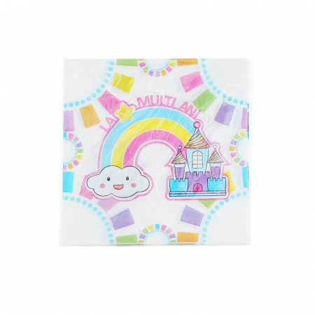 Vesela pentru petrecere - Set servetele party La multi ani Curcubeu, 10 buc, 33x33cm