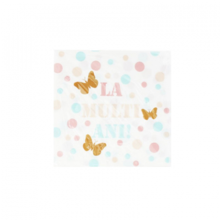 Vesela pentru petrecere - Set servetele party La multi ani Fluturi 10 buc 33x33 cm