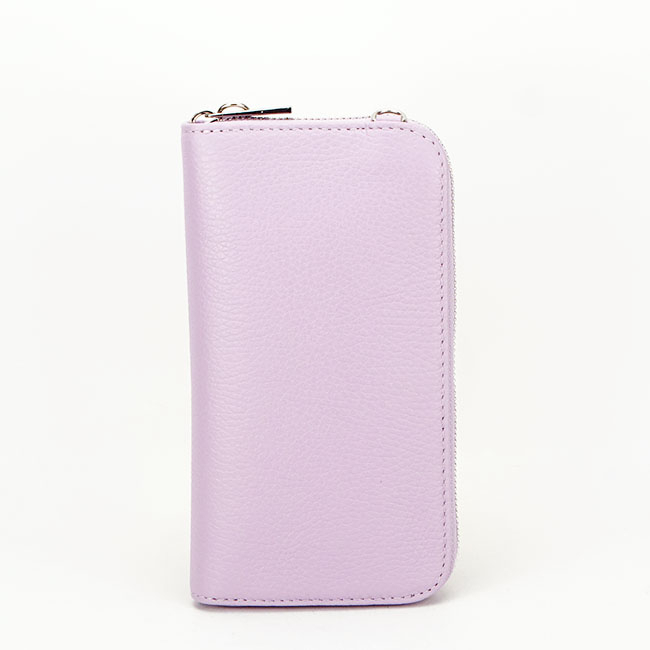 Világos lila valódi bőr pénztárca és telefontartó 8971 07 [4]