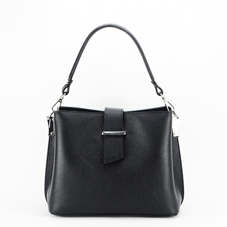 Valódi bőr - Fekete közepes valódi bőr táska 8962 123