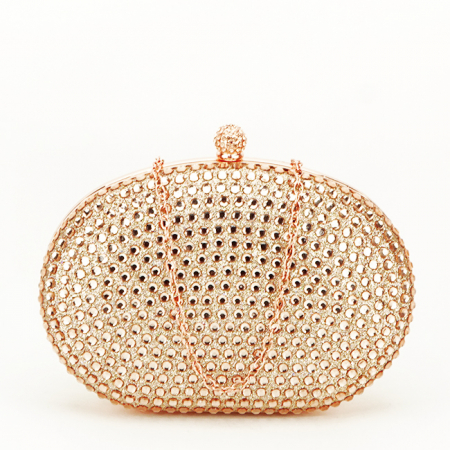 Elegáns kistáskák - Pezsgőszín koktél táska kristályokkal V-190BB 05
