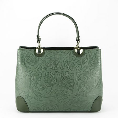 Táskák és retikülök - Khaki színű valódi bőr táska 8952 124