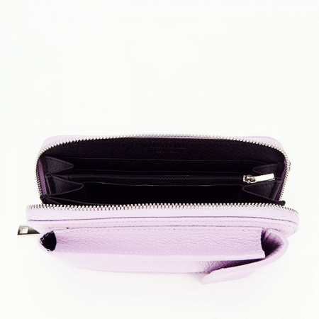 Világos lila valódi bőr pénztárca és telefontartó 8971 07 [5]