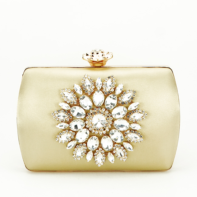 Clutch elegant decorat cu brosa B-BRS-210 06 Auriu