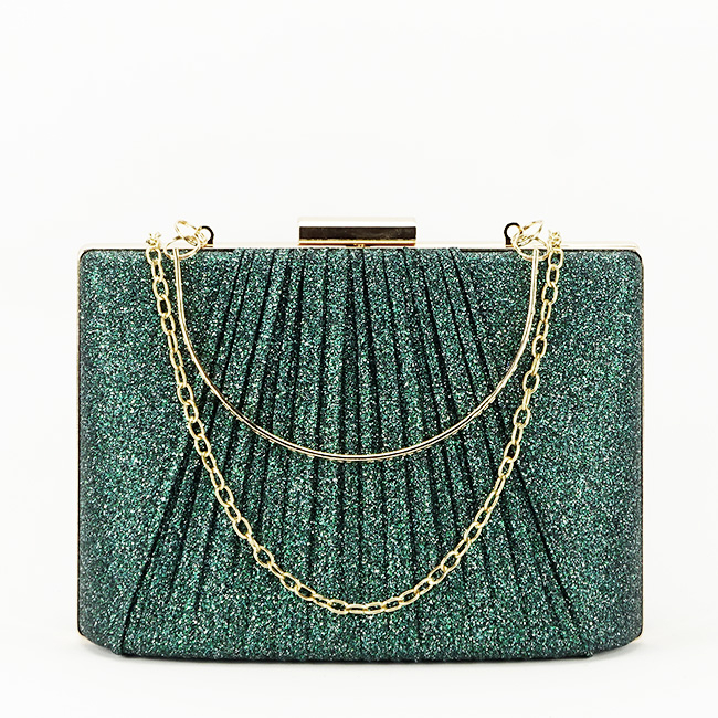 Geanta clutch verde cu sclipici B-BJH-22704 06