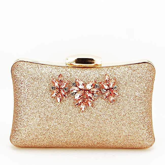Clutch decorat cu pietre B-BYH814 05 Champagne Auriu rose