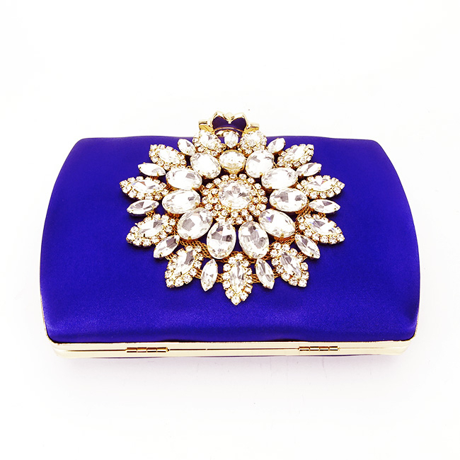 Clutch elegant cu brosa B-BRS-210 06 Albastru Albastru